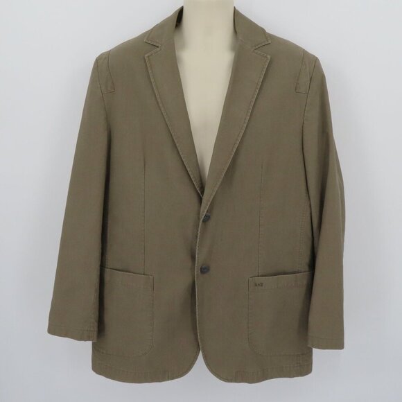 Adventure & Travel Men 54 Khaki Green Long Sleeve Collar Button Jacket Coat A&T - Picture 14 of 14